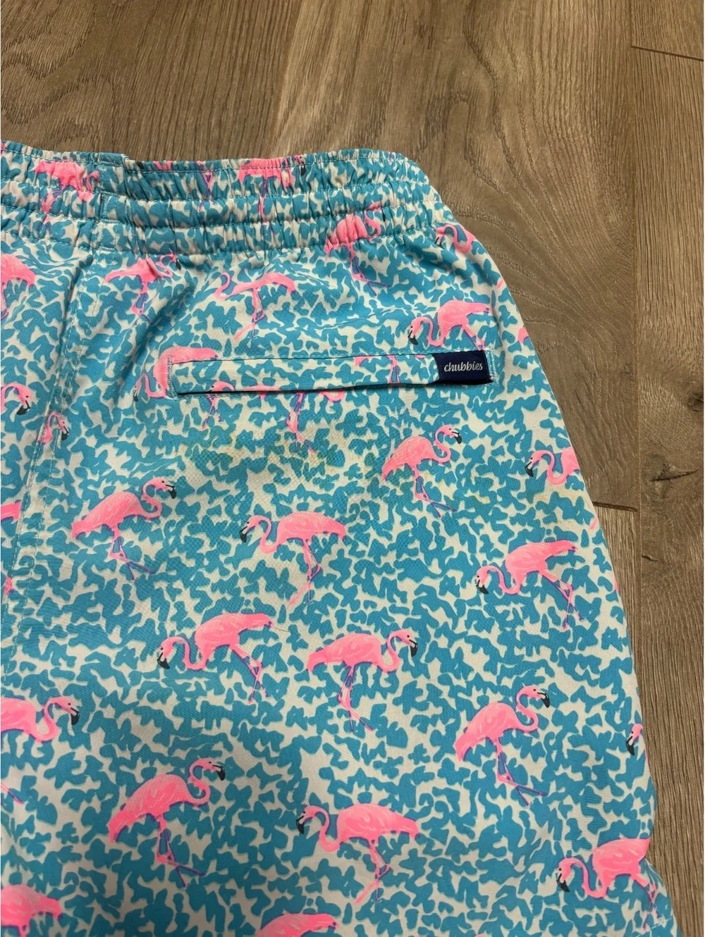 Chubbies blue pink print swim trunks